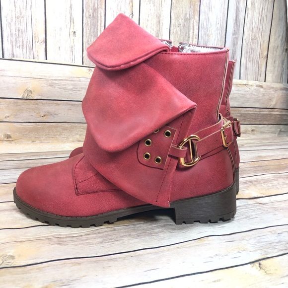 Karkein red moto combat layered boots boho NWOT - Picture 4 of 8